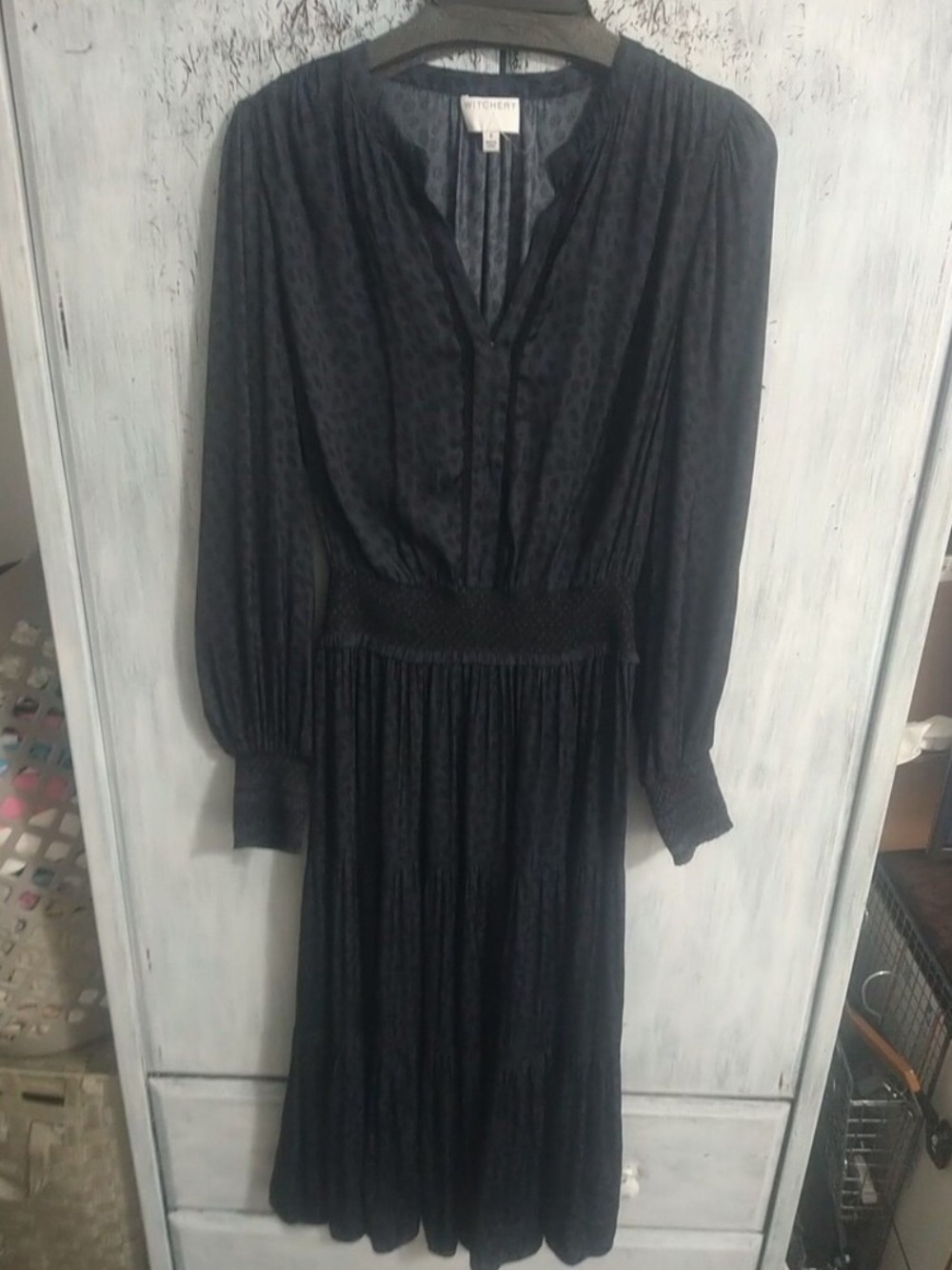 Witchery V-neck Maxi Dress Dark Blue Size 8 Grunge Y2K